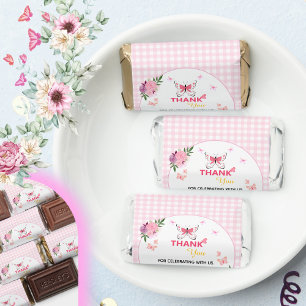 Cute Pink Little Butterfly Baby Shower Thank You  Hershey's Miniatures