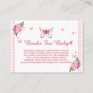 Cute Pink Little Butterfly Baby's Book Request Enclosure Card
