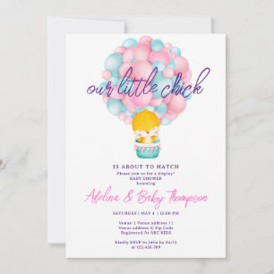 Cute Pink Little Chick About To Hatch Baby Shower Invitation