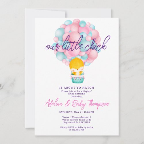 Cute Pink Little Chick About To Hatch Baby Shower Invitation