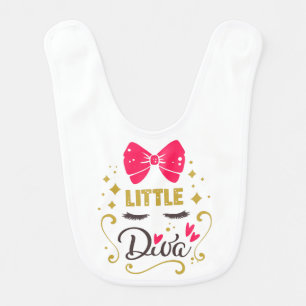 Cute Pink Little Diva Baby Girl Bib