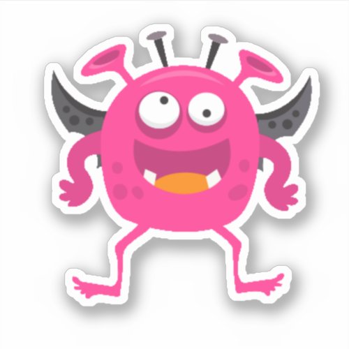 Cute Pink Little Monster Halloween Sticker