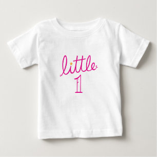 Cute Pink Little One Cursive Text with Star Baby T-Shirt
