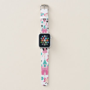 Cute Pink Little Princess Unicorn Magical Pattern Apple Watch Band