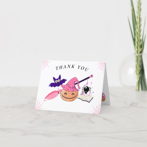 Cute Pink Little Pumpkin Baby Shower For Girl Thank You Card