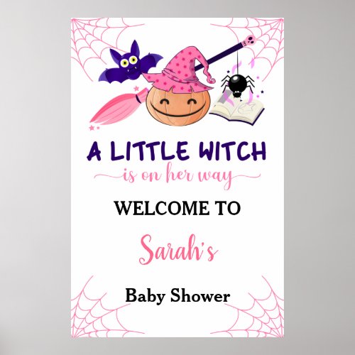 Cute Pink Little Pumpkin Baby Shower Welcome Sign