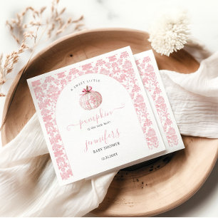Cute Pink Little Pumpkin Toile Baby Girl Shower Napkins