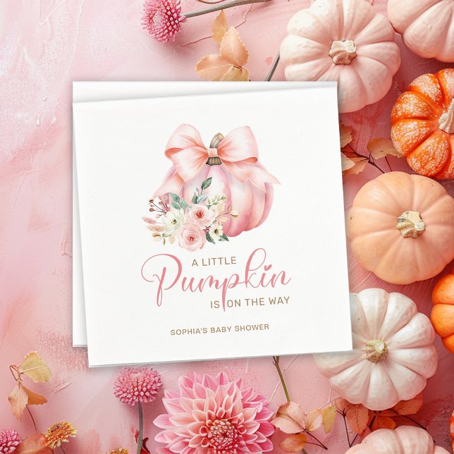 Cute Pink Little Pumpkins Baby Shower Napkins (Creator Uploaded)