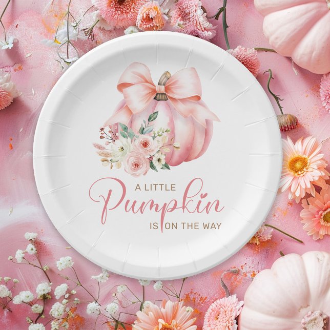 Cute Pink Little Pumpkins Baby Shower Paper Plates (Creator Uploaded)