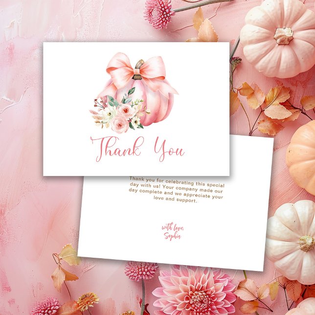 Cute Pink Little Pumpkins Baby Shower Thank You Card (Creator Uploaded)