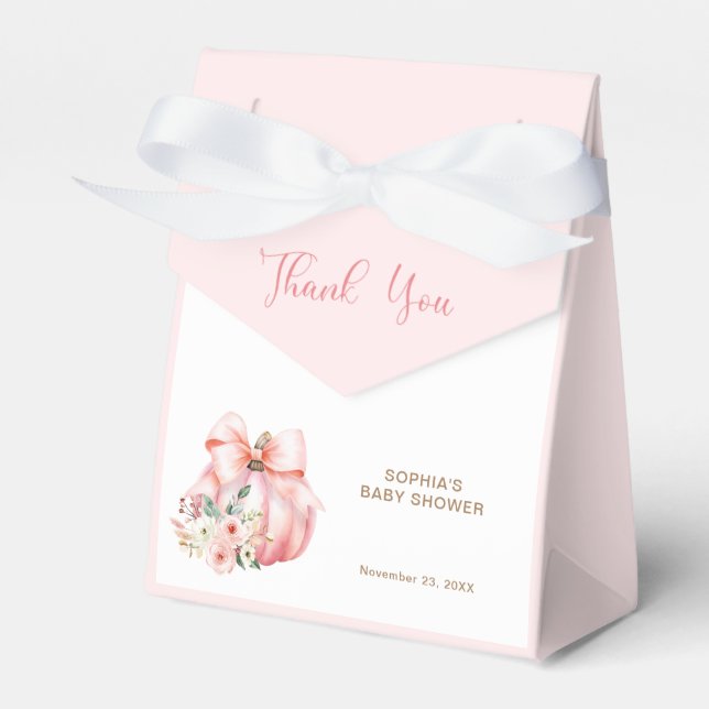 Cute Pink Little Pumpkins Baby Shower Thank You Favor Boxes (Front Side)