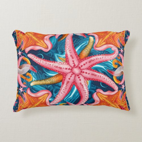 Cute pink little starfish accent pillow