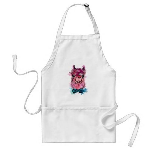 Cute Pink Llama Adult Apron