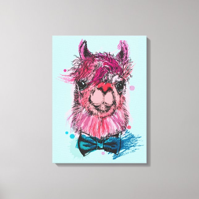 Cute Pink Llama Canvas Print (Front)