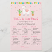 Cute Pink Llama Fiesta What's In Your Purse Game (Front)