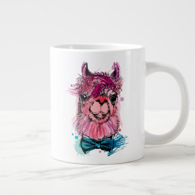 Cute Pink Llama Giant Coffee Mug (Right)