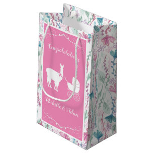 Cute Pink Llama Girl Baby Shower  Small Gift Bag