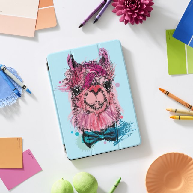 Cute Pink Llama iPad Pro Cover (Desk)