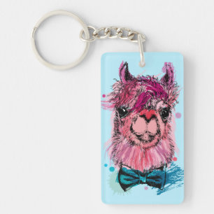 Cute Pink Llama Keychain