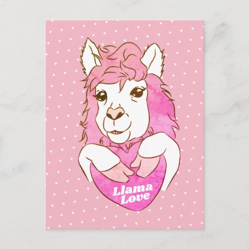 Cute Pink Llama Love Postcard