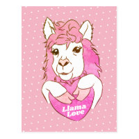 Cute Pink Llama Love Postcard