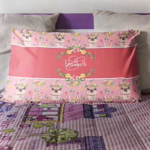 Cute Pink Llama Pattern for Little Girls Pillow Case
