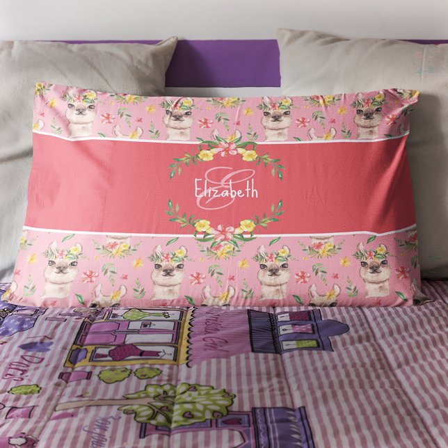 Cute Pink Llama Pattern for Little Girls Pillow Case (Creator Uploaded)