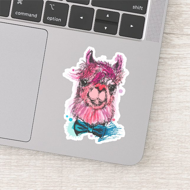 Cute Pink Llama Sticker (Detail)