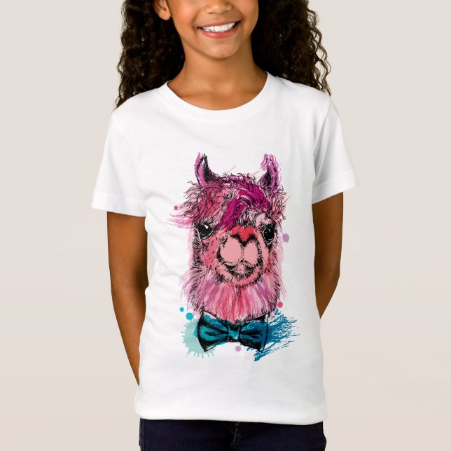 Cute Pink Llama T-Shirt (Front)