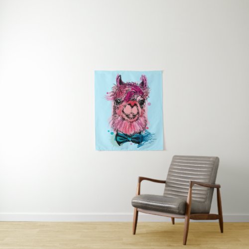 Cute Pink Llama Tapestry