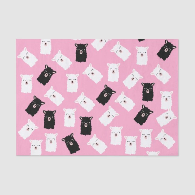 Cute Pink Llama Tissue Paper (Front)