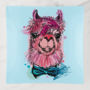 Cute Pink Llama Trinket Tray