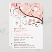 Cute Pink Love Birds Bridal Shower Invitation (Front/Back)