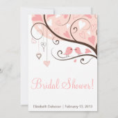 Cute Pink Love Birds Bridal Shower Invitation (Back)