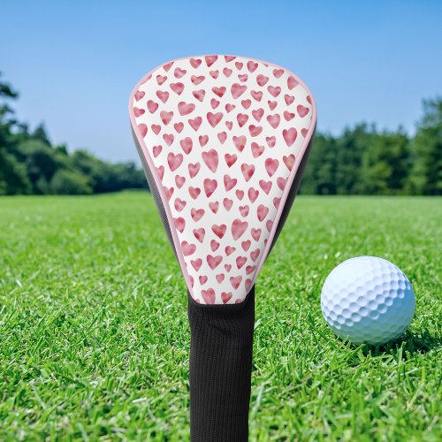 Cute Pink Love Heart Pattern Golf Head Cover