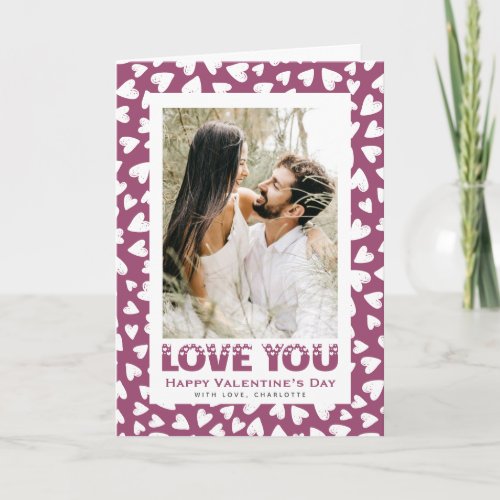 Cute Pink Love You Hearts Photo Valentines Day Holiday Card