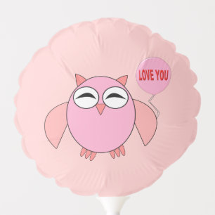 Cute Pink Love You Owl Balloon