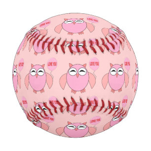 Cute Pink Love You Owl Baseball