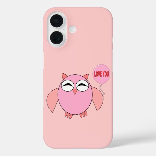 Cute Pink Love You Owl Case-Mate iPhone Case (Back)