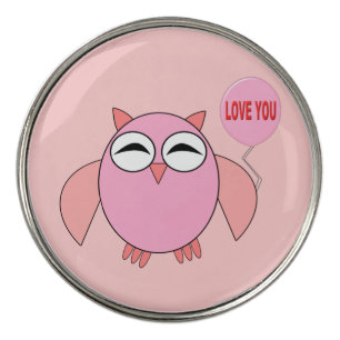 Cute Pink Love You Owl Golf Ball Markers