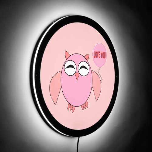 Cute Pink Love You Owl LED Sign