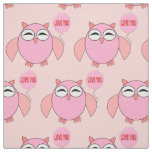 Cute Pink Love You Owl Patterned Craft Fabric