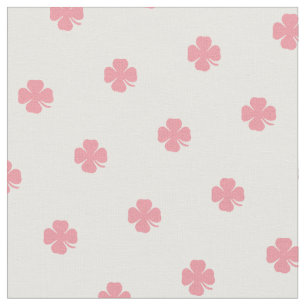 Cute Pink Lucky Clover White Dots Pattern Fabric