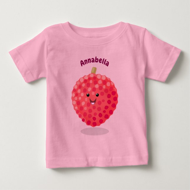 Cute pink lychee cartoon illustration baby T-Shirt (Front)