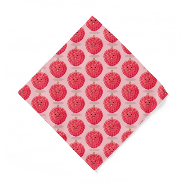 Cute pink lychee cartoon illustration  bandana (Front)