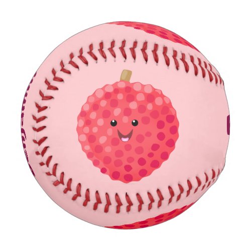 Cute pink lychee cartoon illustration baseball