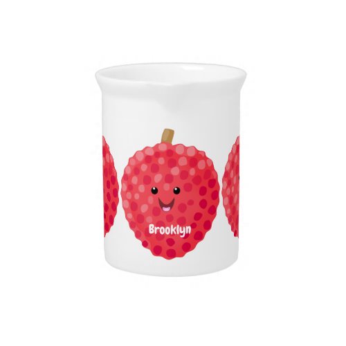 Cute pink lychee cartoon illustration beverage pitcher
