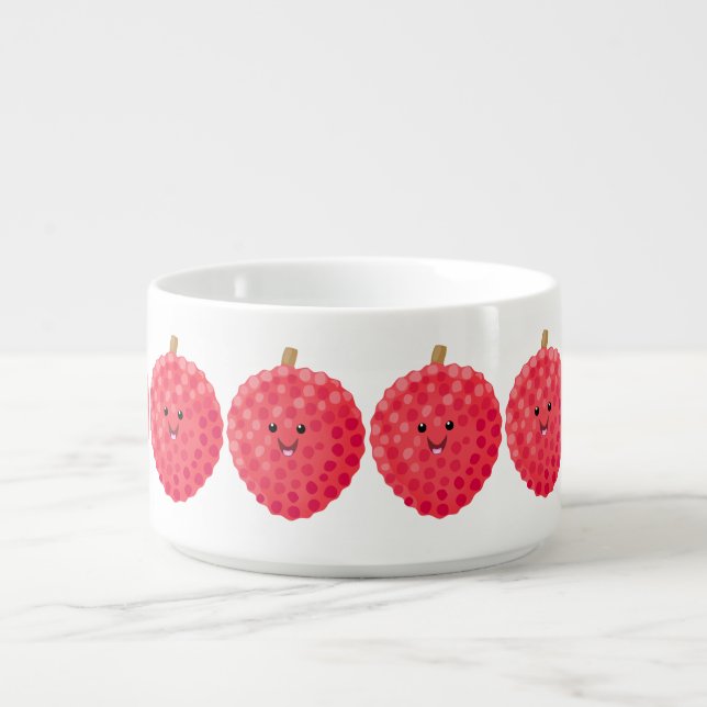 Cute pink lychee cartoon illustration bowl (Center)