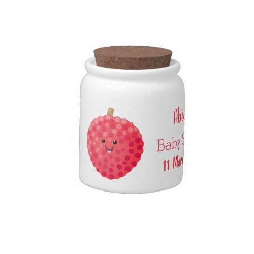 Cute pink lychee cartoon illustration candy jar