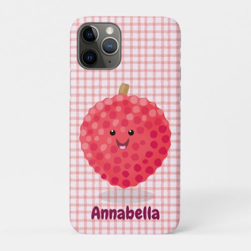 Cute pink lychee cartoon illustration iPhone 11 pro case